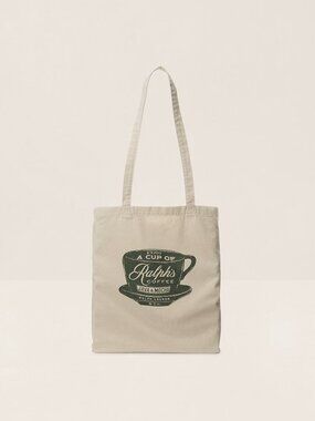 NWT Ralph Lauren Ralph’s Coffee Canvas Tote Bag Beige Graphic Logo Shopper
